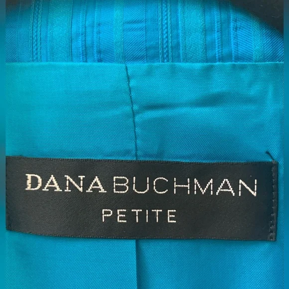 SZ 8 Petite Dana Buchman Turquoise Striped Blazer - Picture 3 of 9